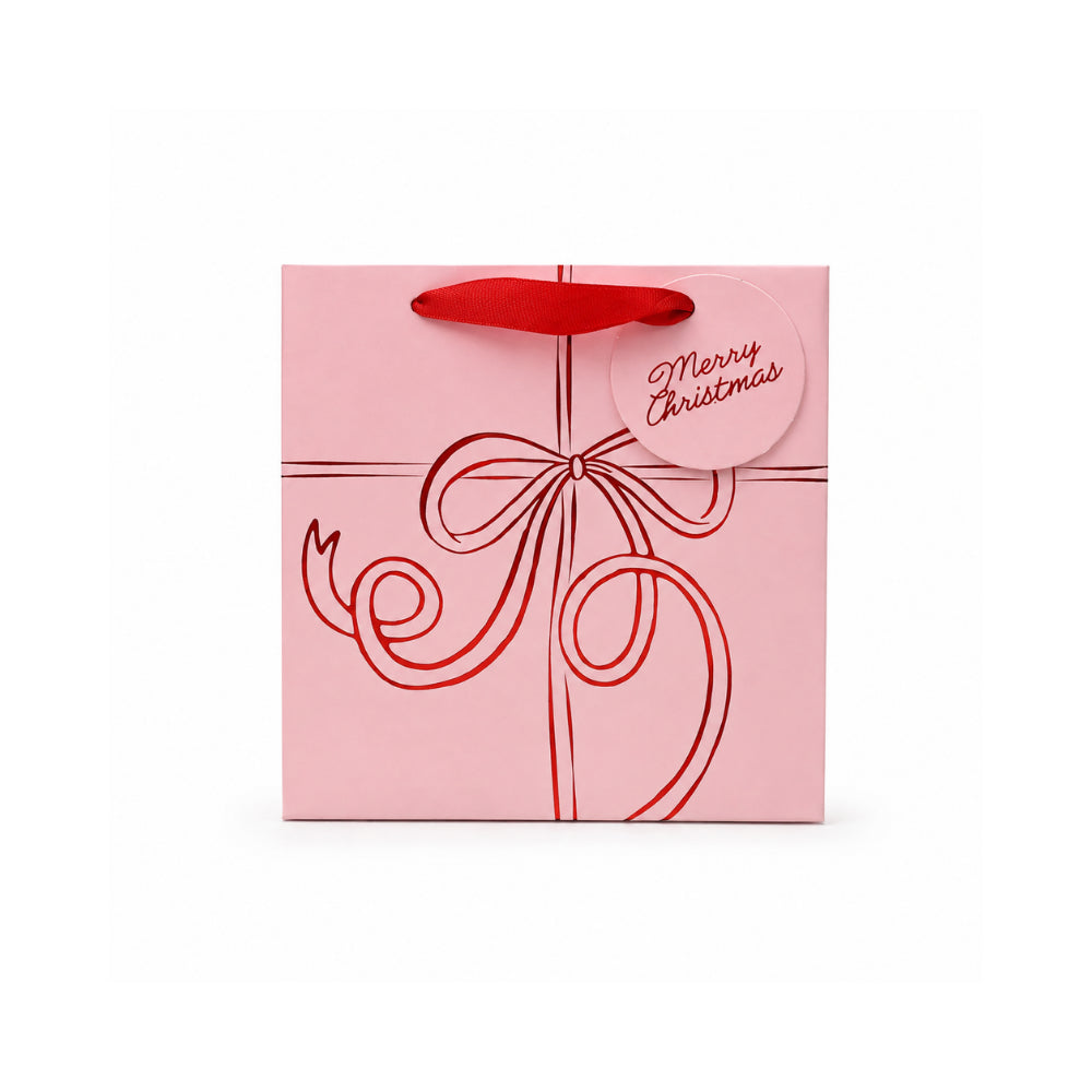Christmas Square Gift Bag - PRETTY BOW